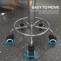 Vinsetto PU Leather Rolling Stool, Height Adjustable Stool Chair with Wheels for Salon, Massage, Spa, Brown(m-7)