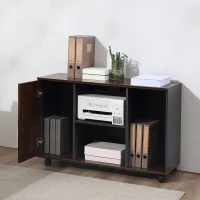 HOMCOM Mobiletto da Ufficio Armadietto Portadocumenti con Rotelle, Moderno per Casa Studio in Legno, Color Noce e Grigio,100x40x66cm(m-2)