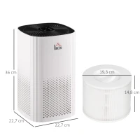 HOMCOM Purificateur d'air + Filtre pour purificateur d'air - Ioniseur, CADR 225m³/h, minuterie - filtration en 3 étapes(m-3)