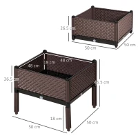 Outsunny 50cm x 50cm x 46.5cm Set of 4 41L Garden Raised Bed Kit, PP DIY Elevated Planter Box, Flower Vegetables Planting Container with Self-Watering Design and Drainage Holes(m-3)
