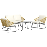Rattan Sofa Set 107L x 70W x 69H cm Natural wood finish