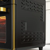 HOMCOM Mini-Backofen, 20 Liter, ölfreies Frittieren, Grillen, Backen, Umluft, 90-230° C, Timer, 1400W, schwarz+gold(m-9)