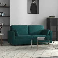 HOMCOM Divano 3 Posti in Velluto con Cuscini e Seduta Imbottita, 178x82x85cm, Verde Scuro(m-2)