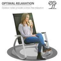 Outsunny Rocking Chair Sun Lounger Garden Seat Patio High Back Texteline Black(m-4)
