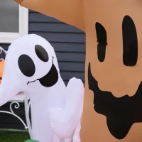 HOMCOM Albero Gonfiabile Halloween Natale con Zucche Fantasma Gufo Luci LED per Casa e Giardino Altezza 240cm(m-8)