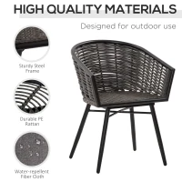 Outsunny 3 Pieces Rattan Bistro Set, Wicker Garden Furniture Set with Round Glass Top Coffee Table and Chairs, Washable Cushions for Outdoor, Patio, Balcony, Grey(m-4)