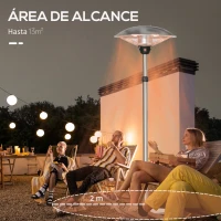 Outsunny Calefactor de Pie de Exterior 1200/1800/3000W Estufa de Infrarrojos con Altura Ajustable Ø58,5x160-200 cm Plata(m-5)