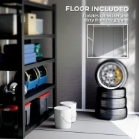 Outsunny 6 x 5ft Garden Shed, Plastic Shed with Floor, Window, Lockable Doors and Vents, Wood Effect Resin Tool Shed for Outdoor Patio, Dark Grey(m-5)