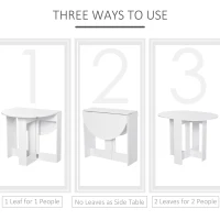 HOMCOM Space-saving Drop Leaf Table, Folding Dining Table for Small Space, Kitchen, Dining Room, White(m-4)