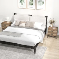 HOMCOM Retro Bedside Table, End Side Table with 2 Drawers, Metal Frame for Bedroom, Living Room, Set of 2, Coffee(m-10)