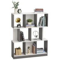 HOMCOM Bücherregal Standregal Büroregal Aktenregal für Büro Wohnzimmer Arbeitszimmer Spanplatte Grau+Weiß 100 x 24 x 124 cm(m-10)