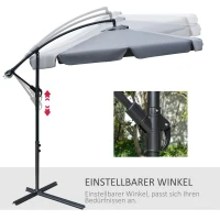 Outsunny Sonnenschirm Ampelschirm mit Handkurbel Rüschen Ø2,65 x 2,65H m Gartenschirm Sonnenschutz Garten Balkon Dunkelgrau(m-5)