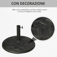 Outsunny Base per Ombrellone in Resina 19kg con Decorazioni e Accoppiatore, Antiruggine, Φ54.5cm, Bronzo(m-6)