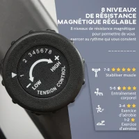 HOMCOM Vélo d'appartement vélo couché semi-allongé magnétique écran LCD multifonction selle réglable 2 bandes résistance acier noir(m-4)