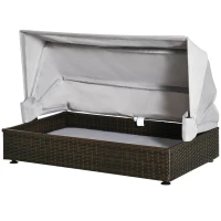 PawHut Rattan Hundehütte mit Dach Hundeliege Hundehaus Haustierbett Hundebett Hundekorb Hundesofa Hunde Outdoor Kissen Kaffee+Grau 90 x 60 x 65 cm(m-10)