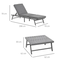 Outsunny Set con 2 Divani da Esterno con Schienale Reclinabile e 1 Tavolino da Giardino, Metallo e Poliestere, Grigio(m-3)