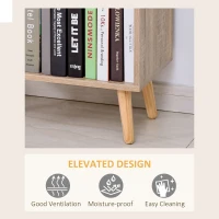 HOMCOM Freestanding Bookshelf Living Room Bookcase Storage Cabinet with 5 Shelves and Door Cupboard for Home Office, Bedroom, Study, Grey(m-6)