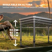 Outsunny Mesa de Beer Pong Mesa de Picnic Plegable con Altura Ajustable y Patas de Aluminio 240x60x54-70 cm Negro y Plata(m-5)