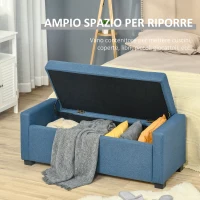HOMCOM Panca Fondoletto con Vano Contenitore in Tessuto, 120x50x44cm - Blu(m-4)