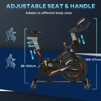 HOMCOM Stationary Exercise Bike, 10kg Flywheel Cycling Machine with Adjustable Resistance, LCD Monitor, Phone and Bottle Holder for Home Gym Office Cardio Workout Aerobic Training(m-6)