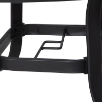 Outsunny 106cm Round Garden Dining Table with Parasol Hole Tempered Glass Top Steel Frame(m-9)