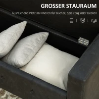 HOMCOM Sitzbank mit Stauraum, eleganter Kunstlederbezug, Soft-Close-Scharniere, dunkelgrau, 139 x 49 x 68cm(m-4)