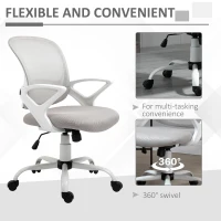 Vinsetto Office Chair Mesh Swivel Desk Chair with Lumbar Back Support Adjustable Height Armrests Grey(m-7)