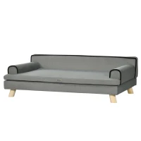 PawHut Dog Sofa, with Wooden Legs, Water-Resistant Fabric, for Medium & Large Dogs - Grey(m-11)