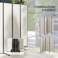 Outsunny Paravento da Esterno e Interno a 4 Pannelli Pieghevole, 221x50x172cm, Crema(m-6)