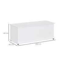 HOMCOM 113L Storage Chest, Storage Box with Flip-Top Lid and 2 Safety Hinges, Storage Trunk for Living Room, Entryway, 100 x 40 x 40 cm, White(m-3)