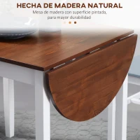 HOMCOM Mesa de Cocina Plegable de Madera Mesa de Comedor Extensible con Hojas Abatibles Carga 50 kg 140x70x75 cm Marrón(m-6)