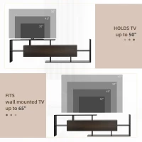 HOMCOM TV Cabinet with Wall Shelf for Wall-Mounted 65" TVs or Standing 40" TVs - Black and Dark Brown(m-7)