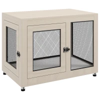 PawHut 2-in-1 Dog Cage & Side Table, with Two Doors, Cushion, for Large Dogs(m-1)