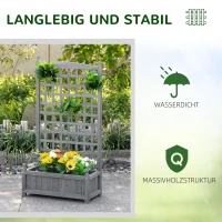 Outsunny Hochbeet Pflanzkasten mit Rankgitter Blumenkasten Rankkasten Rosenbogen mit  Rankhilfe für Kletterpflanzen Garten Holz Grau 64 x 28 x 120 cm(m-6)