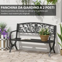 Outsunny Panca Panchina da Giardino Esterno Metallo, Ghisa 127 × 60 × 85cm Nero(m-5)
