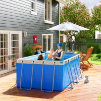 Outsunny 207 x 400cm Five-Person Above Ground Swimming Pool, with Ladder - Blue(m-2)