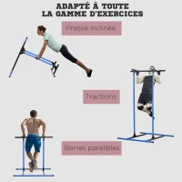 HOMCOM Barre de traction tour de musculation multifonction charge max. 100 Kg 117 x 117 x 197 cm(m-4)