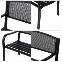 Outsunny Banc 3 Places de Jardin terrasse Style Contemporain 127L x 60l x 87H cm métal époxy anticorrosion Noir(m-6)