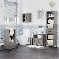 kleankin Armario Auxiliar de Baño con 1 Cajón y 2 Estantes Mueble Auxiliar de Baño Estilo Moderno 40x30x89 cm Gris(m-2)