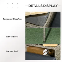 Outsunny Two-Seat Rattan Chair, with Middle Table - Light Grey(m-6)