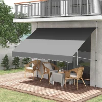 Outsunny Store banne manuel rétractable inclinaison réglable installation rapide  sans trous à percer 3 x 1,5 x 3,1 m(m-2)