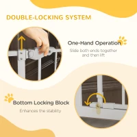 PawHut Extra Tall Pet Gate, Indoor Dog Safety Gate, with Cat Flap, Auto Close, 74-80cm Wide - White(m-4)