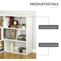 HOMCOM Bücherregal Eck-Bücherregal L-Form Standregal mit 6 Fächern Dekoregal Eckregal Medienregal 360° drehbar modern für Wohnzimmer Schlafzimmer Büro Weiß 189,5 x 30 x 89 cm(m-6)