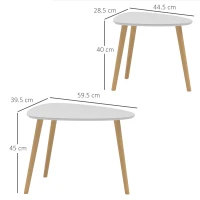 HOMCOM Nesting Coffee Table, Set of 2 Side Tables, Stacking End Tables with Solid Wood Legs, for Living Room Bedroom, Light Grey(m-3)