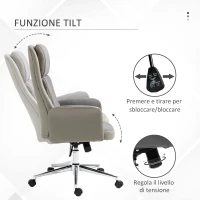 Vinsetto Sedia da Ufficio Elegante a 2 Tessuti, Sedia Ergonomica ad Altezza Regolabile, 65x72x108-118 cm, Grigia(m-5)