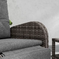 Outsunny 2 Seater Patio Rattan Chaise Lounge Sofa Set with Fabric Cushion, Grey and Brown(m-8)