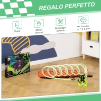 HOMCOM Pista per Macchinine con Effetti Luminosi e Automobilina, per Bambini da 3-6 Anni, 86x67x21cm(m-5)