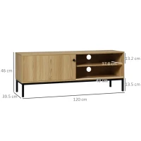 HOMCOM 50" Screen TV Stand, with Sliding Door Storage - Wood-Effect(m-3)