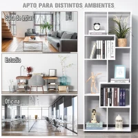 HOMCOM Estantería Moderna Vertical Diseño de Librería con 8 Estantes E1 Tablero de Partículas 70x24x178cm Blanco(m-7)