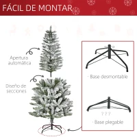 HOMCOM Árbol de Navidad Nevado Artificial 180 cm con 394 Ramas Ignífugas de PVC Apertura Automática Base Plegable y Soporte de Acero Decoración Interior Ø60x180 cm Verde y Blanco(m-4)